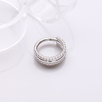 Detail View 1 of Double Rope Design Steel Clicker Hoop Ring